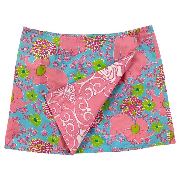 Vintage Lilly Pulitzer Skirt Reversible Print Short Elephant Butterfly Size 4P - Picture 1 of 6